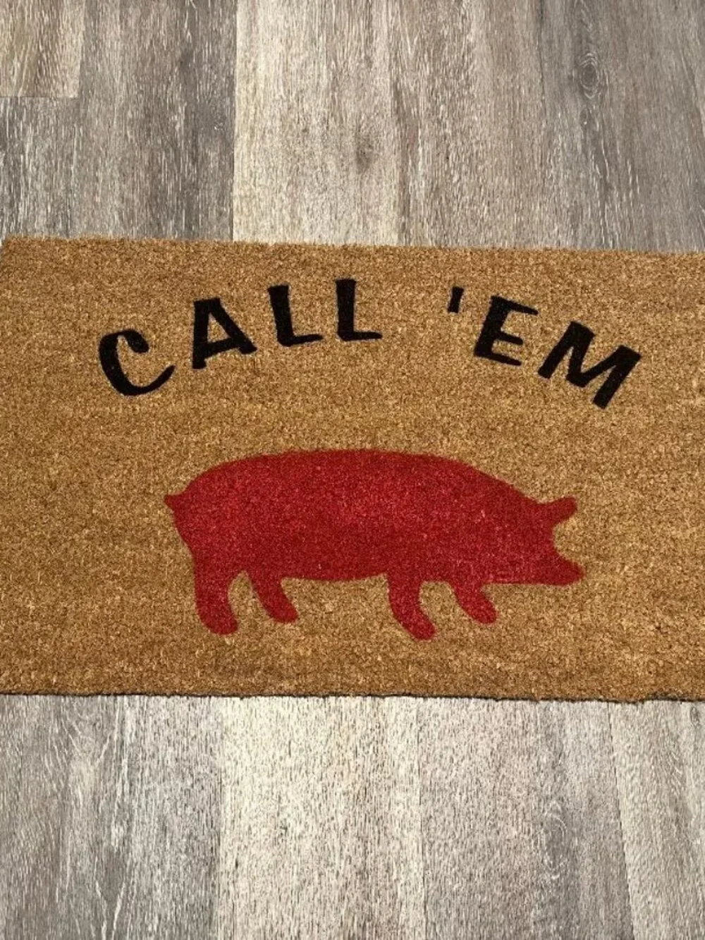 CALL 'EM with cute Pig decorative coir doormat